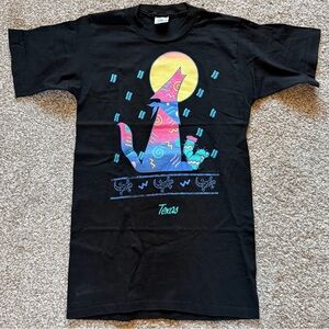 Vintage Neon Moon Wolf Texas T-Shirt, Size Small, Single Stitch